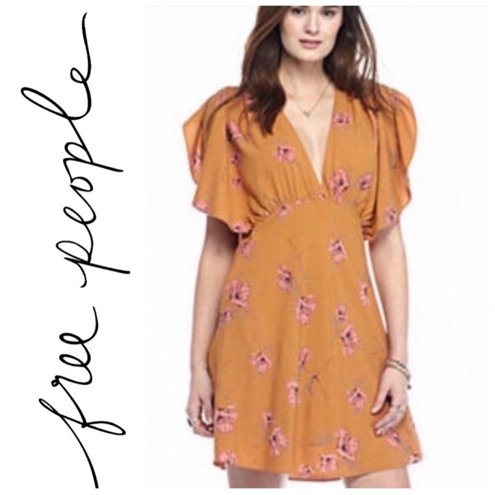 Free People Rust Floral Mini Dress Sz 4